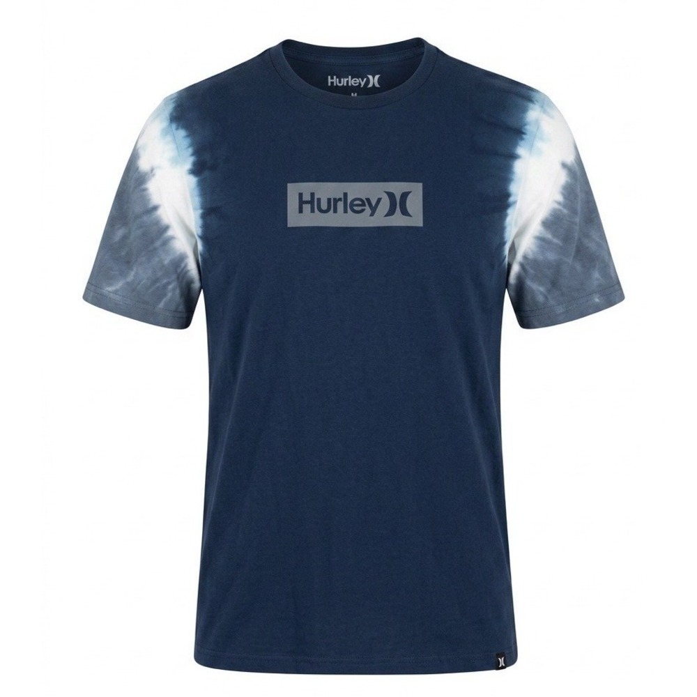 Hurley OAO Small Box Dip Dye T-Shirt Navy Blue Tie Dye Sleeves CI7927-451 Mens M